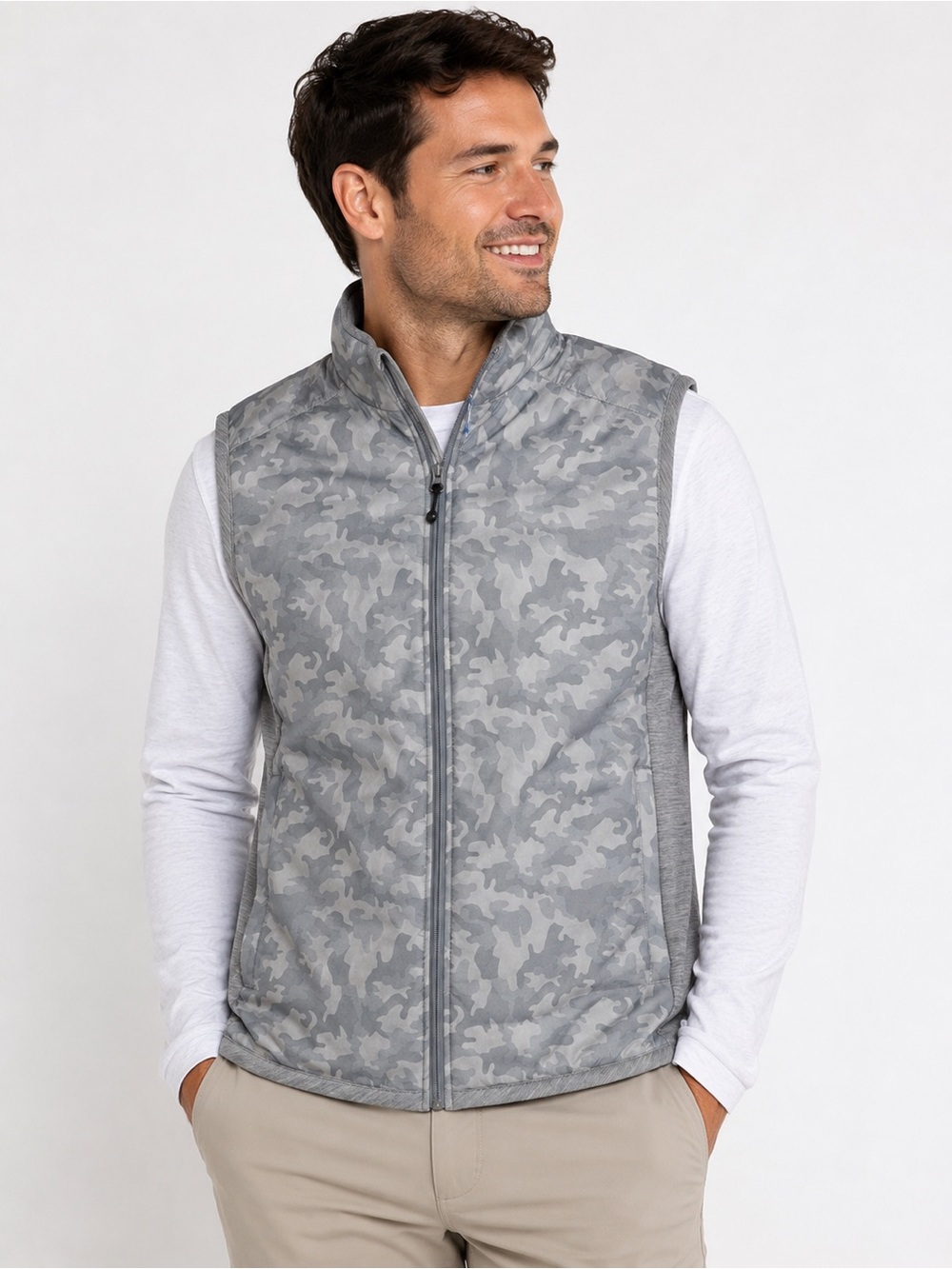 Southern Tide Abercorn Camo Print Perf Vest Mens‎ S Gravel Grey NEW 9508
